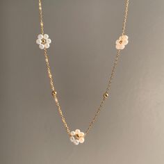 - This cute flower necklace is made of 18K GOLD PLATED stainless steel chain , and 3 flower charms.  - Super simple and cute, goes well with all your outfits! - length:  14.5 inches +2 inches of extender chain.  -Shipping: All orders will be shipped out within 1-2 business days after the order has been received. Ship from New York, United States. USPS first class mail on this order. 🚗 - Thank you for visiting my listing. - For more beautiful neacklaces like this: https://www.etsy.com/shop/Funbe Dainty Jewelry With 3d Flower Details, Dainty Flower Shaped Jewelry With 3d Flowers, Dainty 3d Flower Jewelry, Gold 3d Flower Jewelry For Gift, Gold 3d Flower Jewelry Gift, Dainty Gold Jewelry With 3d Flowers, 14k Gold Filled Flower Jewelry, Dainty Gold-plated Flower Pendant Necklace, Dainty Gold-plated Flower Necklace