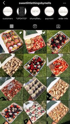 a collage of photos showing different types of food