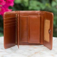 Leather trifold wallet - Infinite Brown | NOVICA Trifold Wallet Pattern, Wallet Pattern Free, Best Slim Wallet, Tri Fold Wallet, Business Card Wallet, Wallet With Coin Pocket, Leather Wallet Pattern, Unique Wallets, Minimalist Leather Wallet