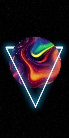 an abstract background with neon colors in the shape of a triangle