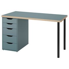 an office desk with three drawers on each side and one drawer at the top, in front of a white background