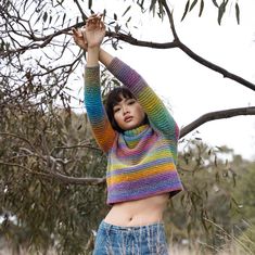 Hand crocheted wool, long sleeve, rolled neck, cropped jumper, in a rainbow yarn Made with 100% Wool. Please note colours can appear different from computer to computer.  Each of my crochet pieces are hand made and created one at a time just for you. Rainbow Turtleneck Sweater, Cozy Multicolor Turtleneck Sweater, Turtle Neck Jumper, Crochet Wool, Wool Turtleneck, Hand Painted Silk, Roll Neck, Pullover Sweater Women, Style Expert