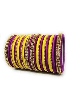 Purple And Yellow Handmade Silk Thread Designer Bangles Set For Functi Thread Bangles Silk Handmade, Embroidery Bangles, Thread Bangles Designs, Silk Thread Earrings Designs, Silk Thread Necklace, Pattern Drafting Tutorials, Silk Thread Bangles Design, Silk Bangles, Patch Work Blouse Designs