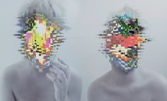 two images with different colored squares on them, one being a man and the other is a woman's head