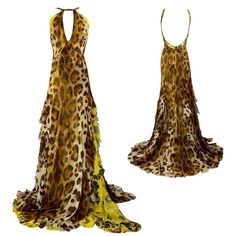 Gianni Versace Couture Vintage Leopard Evening Gown Size 40IT Spring/Summer 2002 Atelier Versace 2000s, Versace 90s Runway Dress, Versace Animal Print, Vintage Versace Dress, Versace 90s, Versace Gown, Vintage Brand Clothing, Leopard Print Outfits, Versace Vintage