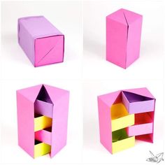 four different views of an origami box