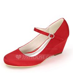 [AU$76.00] Women's Satin Wedge Heel Closed Toe Pumps Wedges With Buckle Closed Shoes, Wedding Party Dresses, Online Retail, Special Occasion Dresses, Wedding Shoes, Wedge Heels, Wedge Shoes, Fashion Dresses, Wedges