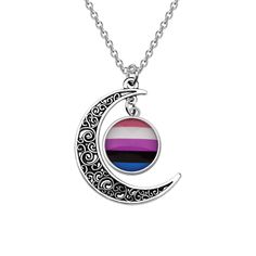 PRICES MAY VARY. ✿Material✿ Gay & Lesbian Pride Gift made of stainless steel, it is lead free and nickel free. Stainless Steel is hypo allergenic, it doesn’t rust, change colour or tarnish. ✿Size✿LGBTQ Crescent Moon charm pendant is 2.0 cm in diameter ,the necklace chain is 45+6 cm in diameter. Manual measuring permissible error .Awesome gifts for couples;Adding the spice of you and your lover and lighting the passion/fire ✿ Pansexual Jewelry ✿REAT GIFTS IDEAS: Perfect gift for your boyfriend/gi Pansexual Jewelry, Pride Necklace, Pride Jewelry, Pride Jewellery, Gift For Your Boyfriend, Gifts For Couples, Awesome Gifts, Pride Gifts, Charm Pendant Necklace