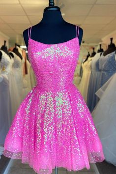 Sequin Short Dress, Homecoming Dress Short, Sequin Homecoming Dress, Mini Prom Dresses, Short Party Dress, Short Homecoming Dress, Short Prom Dress, Short Cocktail Dress, Pink Sequin