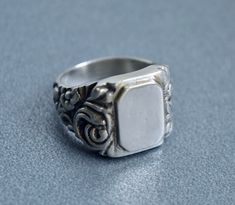 "Massive antique 800 silver blank signet ring. Size: US 8.5, UK Q Ring's head measures: 1.9 cm x 1.6 cm (0.7\" x 0.6\") Weight: 15.7 grams Hallmarked: 800 for European silver Very good vintage condition Will be delivered by tracked and signed mail. Thank you for looking. Please see my other items." Vintage Antique Silver Signet Ring Gift, Antique Sterling Silver Signet Ring, Antique Silver Signet Ring With Engraving Option, Vintage Silver Signet Ring With Engraving Option, Antique Engraved Signet Ring In Silver, Antique Engraved Silver Signet Ring, Victorian Hallmarked Silver Signet Ring, Antique White Gold Signet Ring, Vintage Engraved Antique Silver Signet Ring