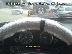 the dashboard of a car is covered in snow