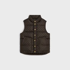 QUILTED VEST IN MONOGRAM NYLON - BEIGE / BLACK | CELINE Padded Vest, Quilted Vest, New Sneakers, Puffer Vest, Canvas Leather, Leather Coat, High Collar, Luxury Handbags, Fashion Item