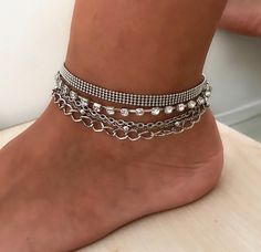 Silver Multistrand Anklet, Silver Ball Chain Ankle Bracelet, MultiChain Anklets, Summer Bracelets, Sparkle Foot Jewelry, Body Jewelry, This simple, delicate design is the perfect way to add style and class to any look. 🔸I can made Bracelet/Anklet 🔸Item Approximate size: -Bracelet:6.5 ''+ 2''extension chain -Anklet:9.5''+1.5'' extension chain (If you need different size please convo me.) 🔸Materials are high quality Non tarnish. Enjoy Shopping! Nalan Anklets Diamond, Anklets Summer, Payal Designs Silver, Anklets Silver, Heart Ankle Bracelet, Rhinestone Anklet, Summer Ball, Anklet Silver, Antique Silver Necklace