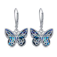 PRICES MAY VARY. Celtic Butterfly Earrings Design: These Silver Butterfly Earrings are intricately designed with a stunning butterfly pattern, skillfully crafted to represent transformation and hope. The delicate Butterfly Earrings are composed of abalone shell, imparting a sense of refinement and grace to the Butterfly Dangle Earrings appearance. Sterling Silver Butterfly Earrings Material: These Leverback Butterfly Earrings are made of 925 sterling silver with a lever-back clasp, which ensures Nickel-free Adjustable Butterfly Earrings, Hypoallergenic Sterling Silver Butterfly Earrings, Sterling Silver Butterfly Earrings With Ear Wire, Sterling Silver Butterfly Single Earring, Sterling Silver Earrings With Ear Wire For Mother's Day, Sterling Silver Butterfly Pierced Earrings, Celtic Butterfly, Celtic Knot Earrings, Butterfly Dragonfly