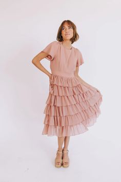 Forever With You Dress - 3 Colors - One Loved Babe Exclusive Tiered Ruffled Skirt Dresses For Bridesmaid, Spring Bridesmaid Ruffle Dress With Ruffle Hem, Spring Bridesmaid Ruffle Dress, Feminine Bridesmaid Midi Dress With Ruffles, Bridesmaid Tiered Dresses With Ruffled Skirt, Tiered Bridesmaid Dresses With Ruffled Skirt, Fitted Midi Dress With Ruffles For Bridesmaid, Bridesmaid Dresses With Ruffles And Tiered Skirt, Fitted Ruffle Dress With Ruffle Hem For Bridesmaids