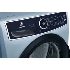 a front load washer with the door open and buttons on it's side