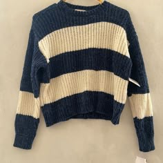 Soft Nwt, Pls Check Measurements Pics, I Think It’s True Size Is Small, Tags Says Xl Blue Stripe Sweater, Eminem Daughter, Navy Blue Fits, Goth Plus Size, Wishlist Board, Blue And White Striped Sweater, Sweaters Striped, Sweaters For Fall, Long Black Sweater