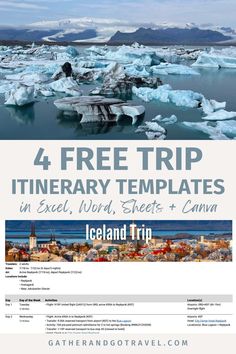 the four free trip itinerary templates for iceland