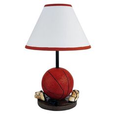 a lamp that has a basketball on it