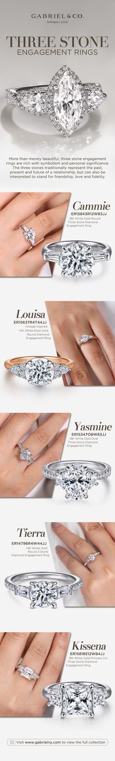 Three Stone Engagement Rings-ER15843R12W83JJ,ER15637R4T44JJ,ER15347O8W83JJ,ER14621R4T44SA,ER15818S12W84JJ #Gabriel Co White Gold Three Stone Ring For Proposal, White Gold Three Stone Proposal Rings, Classic Rose Gold Three-stone Jewelry, Classic Three Stone Rose Gold Jewelry, Classic Three-stone Rose Gold Jewelry, Three Stone Fine Jewelry For Proposal, Fine Jewelry Three Stone For Proposal, Fine Jewelry Three Stone Rings For Proposal, Three-stone Fine Jewelry For Proposal