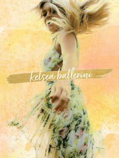 a woman with her hair in the air and text that reads kelsea ballerina