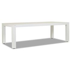 a white table on a white background with no one around it and the top is empty