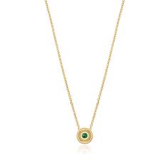 Universum Petite Gemstone Necklace 7mm Necklace Sagesse May Birthstone Necklace With Polished Finish, May Birthstone Necklace With Polished Round Pendant, Fine Gold Necklace, Concentric Circles, Gold Diamond Necklace, Emerald Necklace, Single Stone, Green Gemstones, Earrings Collection