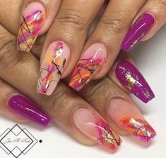 Gel X Coffin, Lana Nails, Pedi Designs, Acrylic Nail Designs Coffin, Shiny Nails Designs, Spider Gel, Fingernail Art, Funky Fingers, Crazy Nail Designs