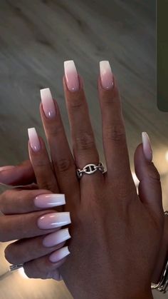 Hombre White Nails, Pretty Square Nails Long, Milky White French Tip, Cold Nails, Henna Nails, Milky Nails, Classy Acrylic Nails, Almond Acrylic Nails, Gem Nails