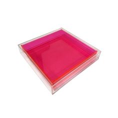 pink acrylic trays with red edges and clear sides, set of 3