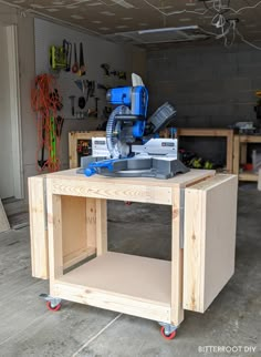 a workbench with tools on it in a garage