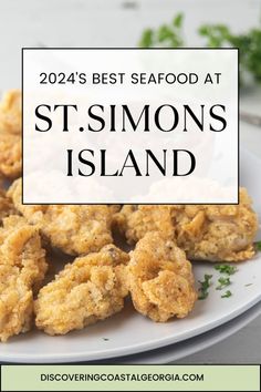 the best seafood at st simon's island in florida is featured on this postcard