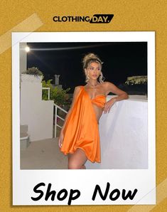 Women Summer Holidays One Shoulder Strapless Cutout Dress Trendy Strapless Mini Dress For Evening, Chic Orange Mini Dress For Cocktail, Summer Party Strapless Mini Dress, Trendy Strapless Evening Dresses, Chic Strapless Dress For Summer Date Night, Glamorous Summer Mini Dress For Date Night, Glamorous Strapless Summer Dresses, Trendy Strapless Summer Dress For Date Night, Trendy Strapless Dress For Summer Party