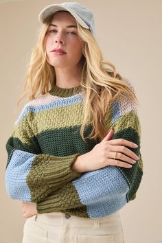 Cozy up in color. This chunky knit sweater features playful pops of color for a unique and eye-catching look. The soft, thick material keeps you warm and comfortable all season long. White Dress Skirt, Bow Sweater, Cardigan Crop, Chunky Knit Sweater, Trending Boots, Cable Sweater, Chunky Knits Sweater, Sweater Sale, Altar'd State