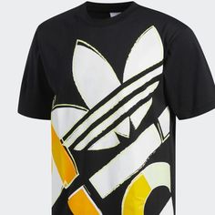 Brand New With Tag Adidas Bold Graphic Tee This T-Shirt Features An Oversize Graphic With A Hand-Drawn Vibe. Relaxed Fit Drapes On The Body For Casual Comfort Crewneck Short Sleeves 100% Cotton Single Jersey Adidas Graphics On Front Streetwear Yellow Top With Graphic Design, Yellow Graphic Design Top For Streetwear, Yellow Graphic Design Tops For Summer, Yellow Cotton Tops With Graphic Design, Yellow Graphic Tee With Graphic Design, Trendy Yellow Tops With Logo Print, Black Graphic Design Shirt For Spring, Yellow Casual Tops With Graphic Design, Casual Yellow Tops With Graphic Design