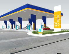 an artist's rendering of a gas station