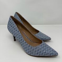 Alfani Blue Raffia Pumps - Size 9 New, Never Worn Size: 9 Material: Man Made Color: Blue Raffia Cushioned Slip On Heel Height: 3.5 Heel Type: Stiletto Casual Blue Heels For Office, Blue Summer Heels For Workwear, Blue Summer Heels For Work, Blue Heels For Summer Workwear, Blue Heels For Office In Summer, Blue Heels For Summer Office Wear, Blue Summer Office Heels, Casual Blue Almond Toe Heels, Blue Fabric Casual Heels