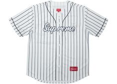 Buy and sell authentic Supreme streetwear on StockX including the Supreme Rhinestone Baseball Jersey Pinstripe and thousands of other streetwear clothing and accessories. James Jebbia, Supreme Clothing, Pinstripe Shirt, Cool Shirt Designs, Woodland Camo, Skate Shop, The Supreme, Jersey Design, How To Make Tshirts