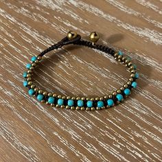 Turquoise Bead Bracelet, Brand New And Never Worn, Purchased In Cambodia Turquoise Beaded Bracelets With Sliding Knot, Bohemian Blue Friendship Bracelets With 8mm Beads, Turquoise Bead Bracelet, Craft Corner, Turquoise Beads, Bead Bracelet, Jewelry Ideas, Cambodia, Womens Jewelry Bracelets