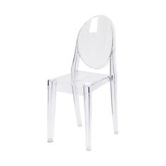 a clear plastic chair on a white background