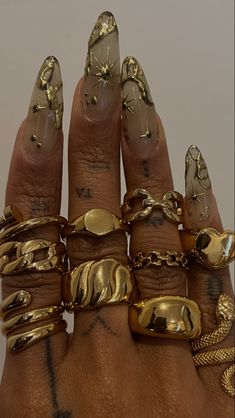 Dope Jewelry Accessories, Jewelry Accessories Ideas, Nail Jewelry, Dope Jewelry, Chunky Jewelry, Funky Jewelry, Jewelry Lookbook, Stacked Jewelry, Girly Jewelry