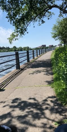 people are sitting on benches near the water