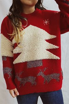 Hip Length, Christmas Pattern, Long Sleeve Sweater, Size Chart, Types Of Sleeves, Knitting Patterns, Crew Neck, Wardrobe, Long Sleeve