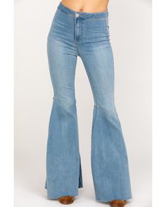 Free People Women's Just Float On Flare Jeans, Blue Trendy Fall Flare Jeans With Buttons, Trendy Buttoned Fall Flare Jeans, Trendy Fall Buttoned Flare Jeans, Full Length Medium Wash Bottoms With Button Closure, Medium Wash Full Length Bottoms With Button Closure, Medium Wash Full-length Bottoms With Button Closure, Light Wash Button-up Bottoms For Work, Casual Flare Bottoms With Buttons, High Rise Flare Jeans With Buttons For Fall