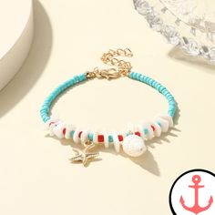 Beach Bead Bracelet: Embrace the Joy of the Sea Indulge in the serenity of the sea with our Beach Bead Bracelet. Designed especially for passionate lovers of the sea, this bracelet is an ideal accessory to showcase your love for all things nautical. Whether you're strolling along the shore or attending a beachside soiree, our Beach Bead Bracelet will capture the essence of the ocean and add an enchanting touch to any outfit. With its exquisite craftsmanship and attention to detail, the Beach Bea Penguin Bracelet, Rice Bead Bracelet, Shell Turtle, Bracelets Summer, Crab Earrings, Sea Turtle Bracelet, Shark Earrings, Compass Bracelet, Bracelet Viking