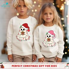 🎄 Holiday Shipping Reminder 🎄 Place your order by December 7, 2024 to ensure delivery before Christmas.❤️ Get your little ones in the holiday spirit with our Cute Christmas Ghost Sweatshirt! Perfect for kids, this retro-inspired shirt features an adorable and funny Christmas ghost design. Personalize it with your child's name to make it a unique and special gift. Ideal for festive gatherings, this cozy and charming sweatshirt will bring smiles and joy throughout the holiday season. Make Christ Funny Christmas Gift Ideas, Ghost Outfit, Christmas Ghost, Retro Ghost, Christmas Shirts For Kids, Ghost Sweatshirt, Name Christmas, Kids Funny, Ghost Design