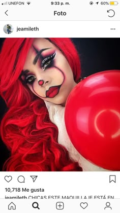 Womens Pennywise Makeup, Scary Hot Clown Costume, Pennywise Glam Makeup, Red And Black Clown Makeup Halloween, It Halloween Makeup Clown, Evil Clown Makeup For Women, It Makeup Clown Women, Clown Makeup For Women, Pennywise Makeup Women