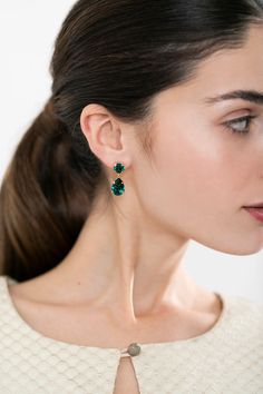 Emerald Classic Earrings Bridal Emerald Green Chandelier Drop - Etsy Emerald Bridal Earrings, Emerald Statement Earrings, Emerald Wedding Earrings, Elegant Crystal Earrings For May Birthstone, Elegant Green Crystal Earrings With Sparkling Stones, Elegant Crystal Earrings For May Birthstone And Formal Occasions, Elegant May Birthstone Formal Crystal Earrings, Elegant May Birthstone Crystal Earrings For Formal, Elegant May Birthstone Crystal Earrings For Formal Occasions