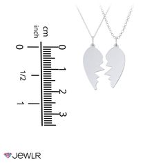 Create the ultimate symbol of love with the perfect gift for a couple, boyfriend and girlfriend, husband and wife, parent and child, siblings, or best friends. This stunning necklace set features one heart split between two people destined to be together. Crafted in sterling silver, personalize each half of the heart with a meaningful engraving and choose the perfect chain style and length for both halves. Your necklace set will arrive beautifully packaged as two separate gifts, ready to share. Heart Pendant Jewelry For Best Friend Gift, Silver Double Heart Necklaces For Friendship, Sterling Silver Necklace With Heart Charm For Promise, Personalized Silver Necklace For Promise, Couples' Heart Charm Jewelry For Gifts, Couples Jewelry With Heart Charm For Gift, Silver Heart-shaped Friendship Jewelry, Heart Charm Jewelry For Couples, Couples Style Jewelry With Heart Charm For Gift