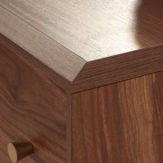 a close up view of a wooden cabinet